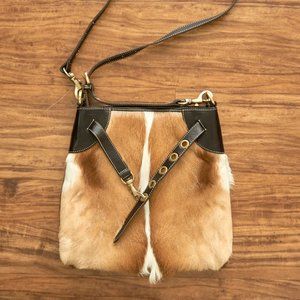 Diane Gail South African Springbok Fur Shoulder Bag Leather Handbag